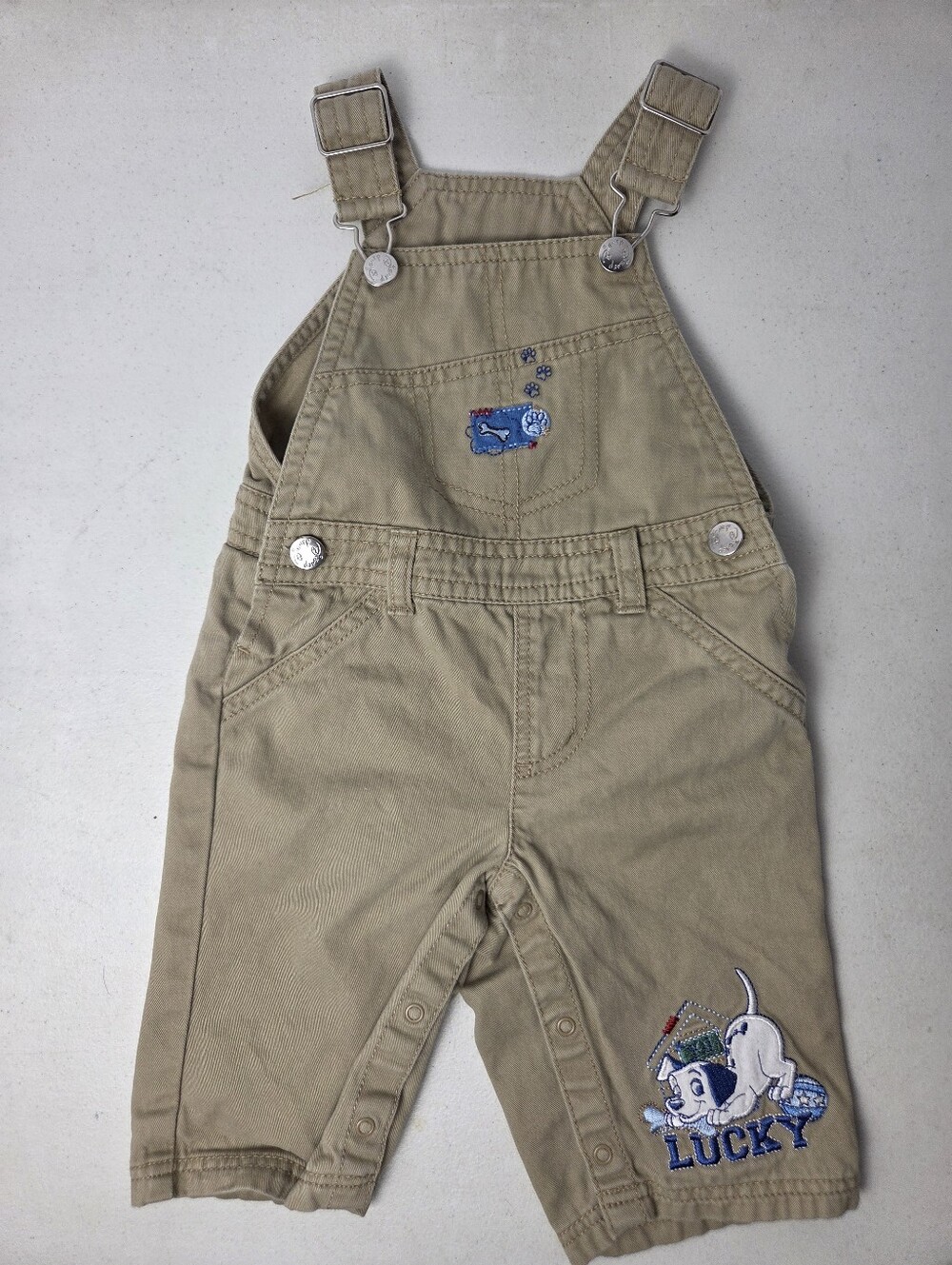 Vintage Disney Baby 101 Dalmatians Khaki  Puppy Overalls 0-3 Months Nostalgic